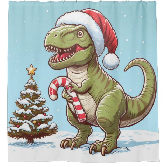 Cute Christmas candy cane dinosaur (Front)