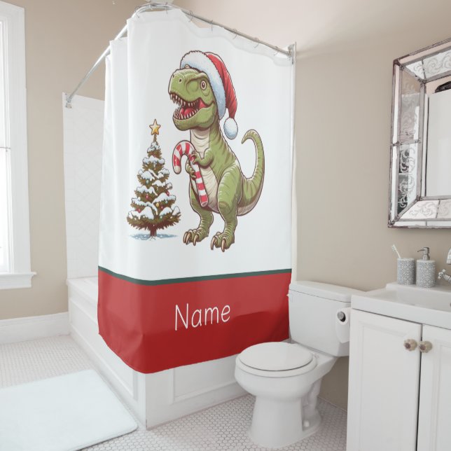 Cute Christmas candy cane dinosaur (In Situ)