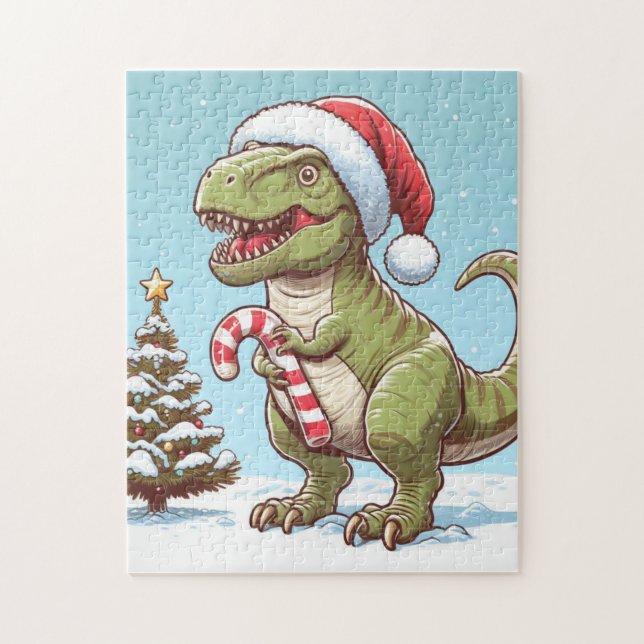 Cute Christmas candy cane dinosaur Jigsaw Puzzle (Vertical)