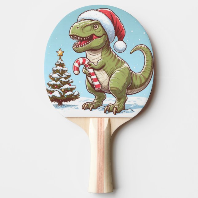 Cute Christmas candy cane dinosaur Ping Pong Paddle (Front)
