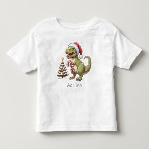 Cute Christmas candy cane dinosaur Toddler T-shirt