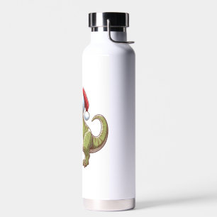 Cute Christmas candy cane dinosaur Water Bottle