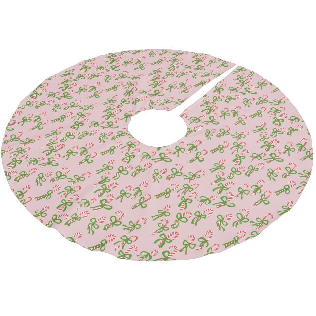 Cute Christmas Candy Canes Xmas Holiday Minty Brushed Polyester Tree Skirt (Angled)