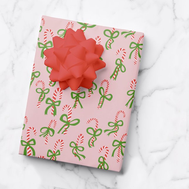 Cute Christmas Candy Canes Xmas Holiday Pink Wrapping Paper Sheet (Cute Christmas Candy Canes Xmas Holiday Pink Wrapping Paper Sheets
)