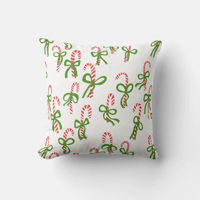 Cute Christmas Candy Canes Xmas Sweet Holiday Throw Pillow (Front)