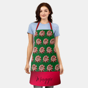 Cute Christmas Candy Peppermints Personalized Apron