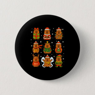 Cute Christmas Capybara Funny Family Xmas Men Wome 2 Inch Round Button
