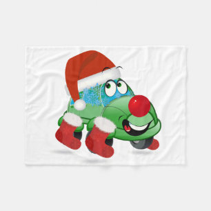 Cute Christmas Car Cartoon Fleece Blanket