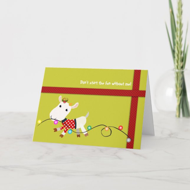 Cute Christmas Card (Goat Kid) - Customizable (Front)