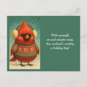 Cute Christmas Cardinal Kids  Holiday Postcard