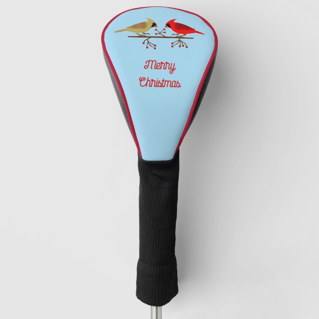 Cute Christmas Cardinals and Red Berries Custom Golf Head Cover (Front)