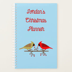 Cute Christmas Cardinals and Red Berries Custom Planner