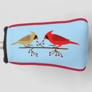 Cute Christmas Cardinals and Red Berries Golf Head Cover
