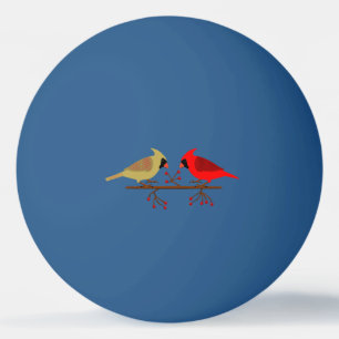 Cute Christmas Cardinals and Red Berries Ping Pong Ball