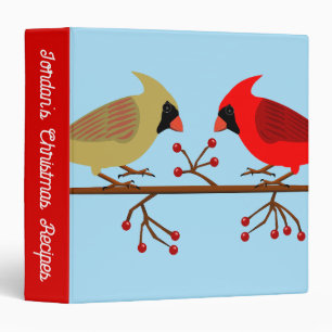 Cute Christmas Cardinals and Red Berries Recipe Binder