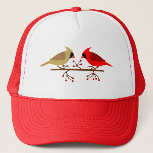 Cute Christmas Cardinals and Red Berries Trucker Hat