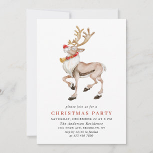 Cute Christmas Cartoon Reindeer Holiday Party Invi Invitation