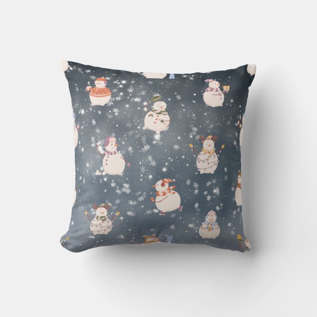 Cute Christmas Cartoon Snowman  Throw Pillow (Front)