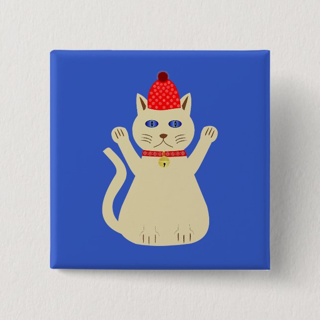 Cute Christmas Cat 2 Inch Square Button (Front)