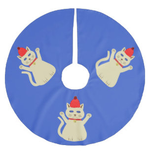 Cute Christmas Cat Brushed Polyester Tree Skirt