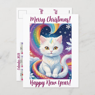 Cute Christmas Cat Calendar 2025 Personalized Holiday Postcard