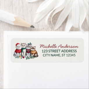 Cute Christmas Cat Cats Holiday Return Address