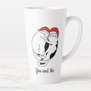 Cute Christmas cat couples in love minimalist Latte Mug