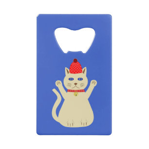 Cute Christmas Cat Custom Credit Card Bottle Opener