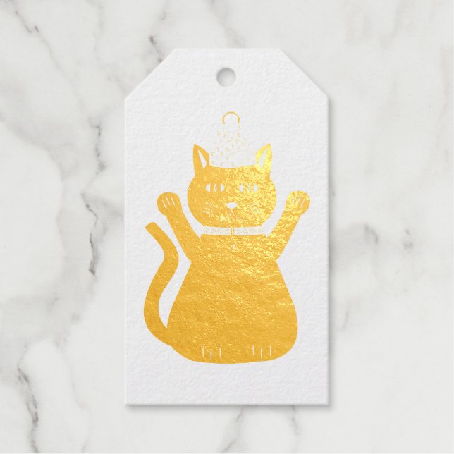 Cute Christmas Cat Custom Gift Tags (Front)