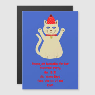 Cute Christmas Cat Custom Magnetic Invitation