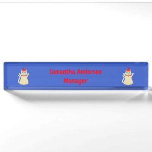 Cute Christmas Cat Custom Nameplate