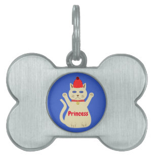 Cute Christmas Cat Custom Pet Name ID Tag