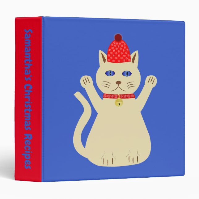 Cute Christmas Cat Custom Recipe Binder (Front/Spine)