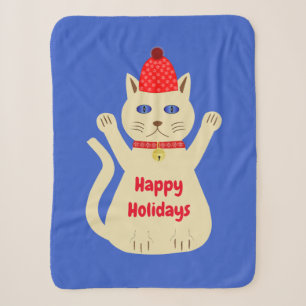 Cute Christmas Cat Custom Sherpa Blanket