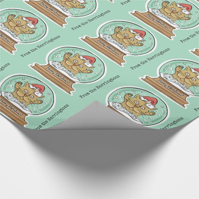 Cute Christmas Cat custom text wrapping paper (Corner)