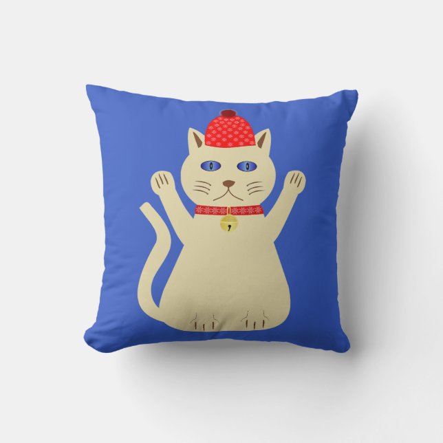 Cute Christmas Cat Double Sided Throw Pillow (Front)