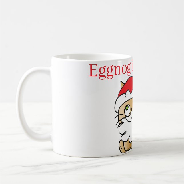 Cute Christmas cat eggnog  Coffee Mug (Left)