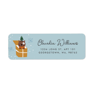 Cute Christmas Cat in a Box Return Address Label