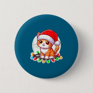 Cute Christmas Cat In Santa Hat  2 Inch Round Button