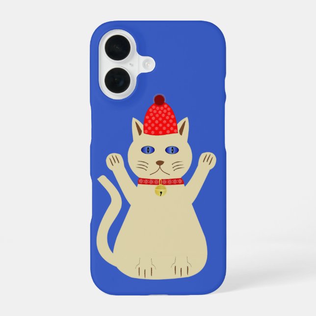 Cute Christmas Cat iPhone 16 Case (Back)