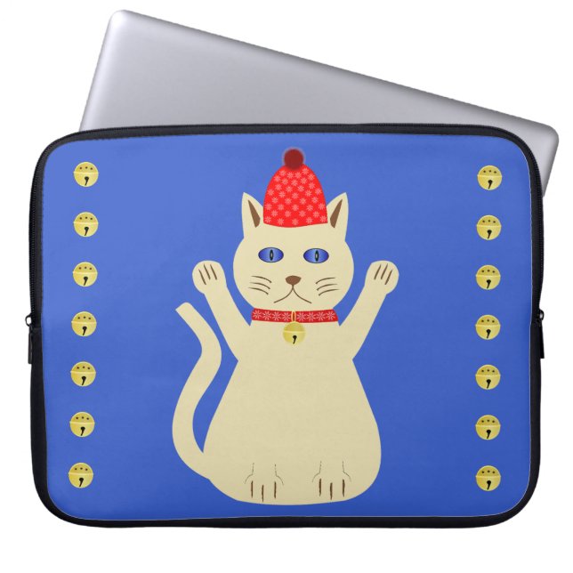 Cute Christmas Cat Laptop Sleeve (Front)