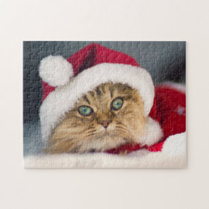 Cute Christmas cat lying Jigsaw Puzzle