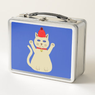 Cute Christmas Cat Metal Lunch Box