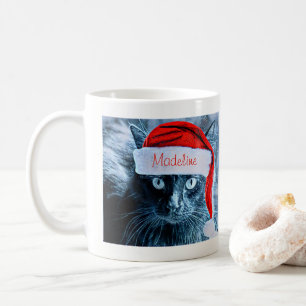 Cute Christmas Cat Mug, Personalized Coffee Mug