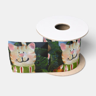 Cute Christmas cat ornament Satin Ribbon