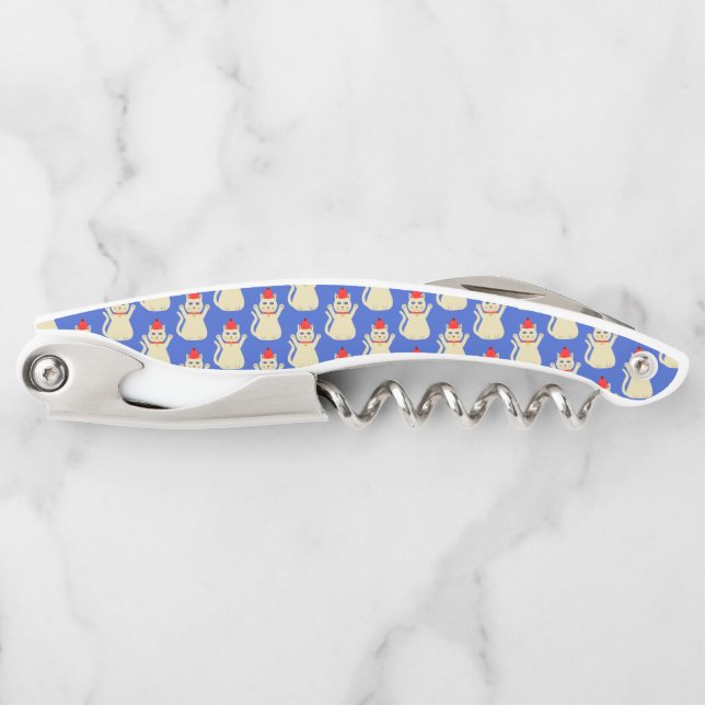Cute Christmas Cat Patterned Corkscrew (Front)