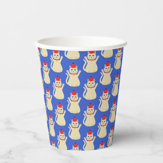 Cute Christmas Cat Patterned Paper Cups (Front)