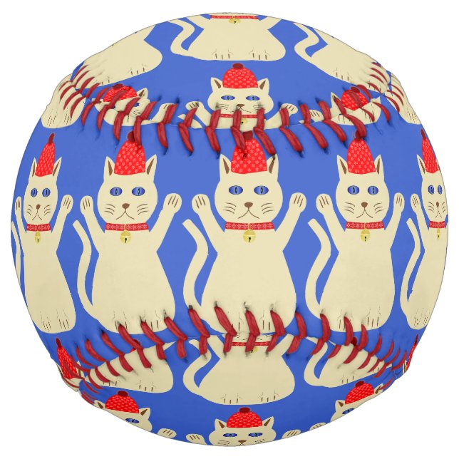 Cute Christmas Cat Patterned Softball (Front)