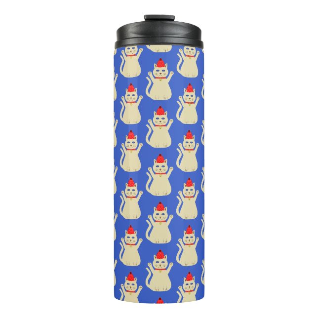 Cute Christmas Cat Patterned Thermal Tumbler (Front)