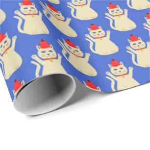 Cute Christmas Cat Patterned Wrapping Paper